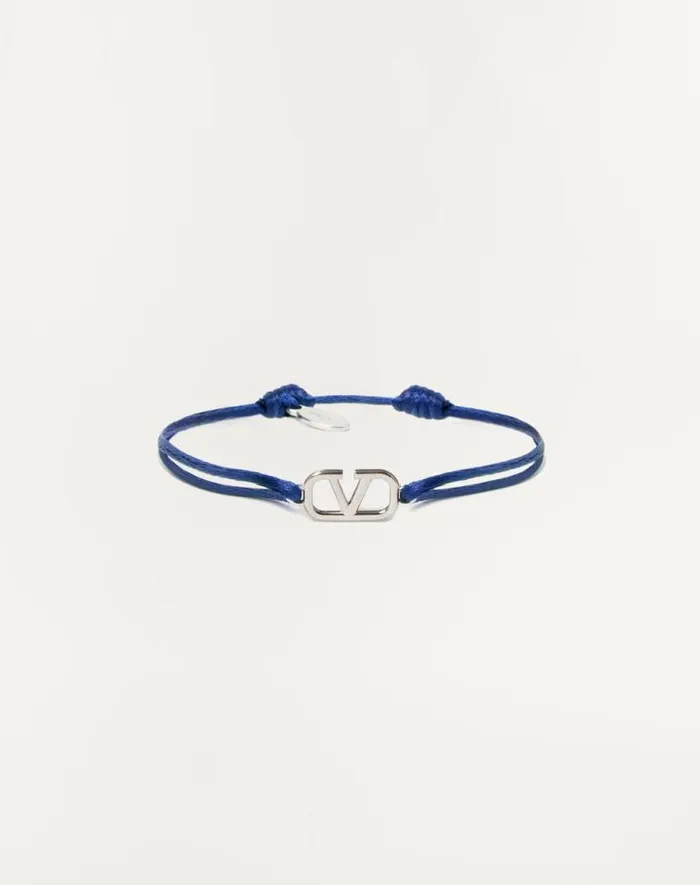 Valentino Jewelry Man Vlogo Signature Cotton Bracelet For Man In Ultramarine Ultramarine Valentino Jewelry Man Vlogo Signature Cotton Bracelet For Man In Ultramarine Ultramarine