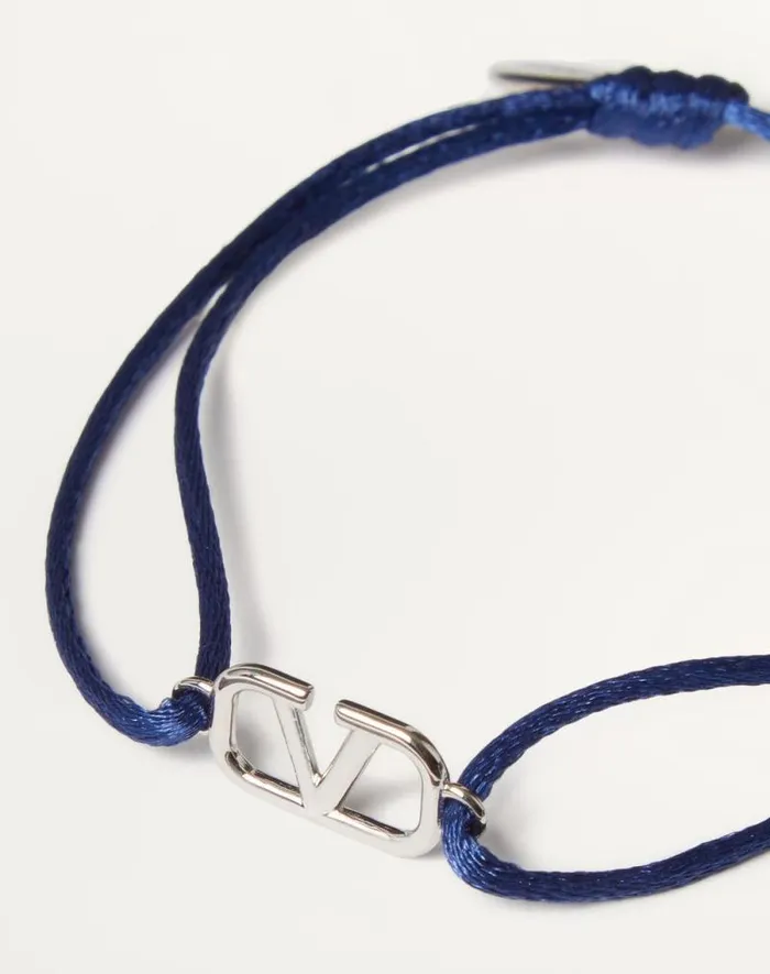 Valentino Jewelry Man Vlogo Signature Cotton Bracelet For Man In Ultramarine Ultramarine Valentino Jewelry Man Vlogo Signature Cotton Bracelet For Man In Ultramarine Ultramarine