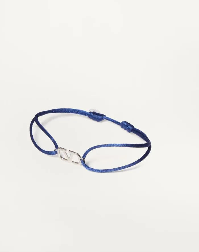 Valentino Jewelry Man Vlogo Signature Cotton Bracelet For Man In Ultramarine Ultramarine Valentino Jewelry Man Vlogo Signature Cotton Bracelet For Man In Ultramarine Ultramarine