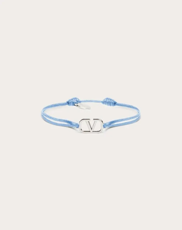 Valentino Jewelry Man Vlogo Signature Cotton Bracelet For Man In Ultramarine Ultramarine Valentino Jewelry Man Vlogo Signature Cotton Bracelet For Man In Ultramarine Ultramarine