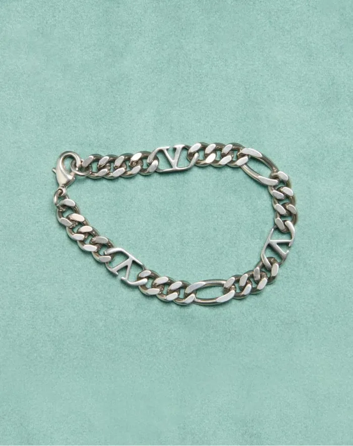 Valentino Jewelry Man Vlogo Signature Metal Bracelet For Man In Palladium Palladium
