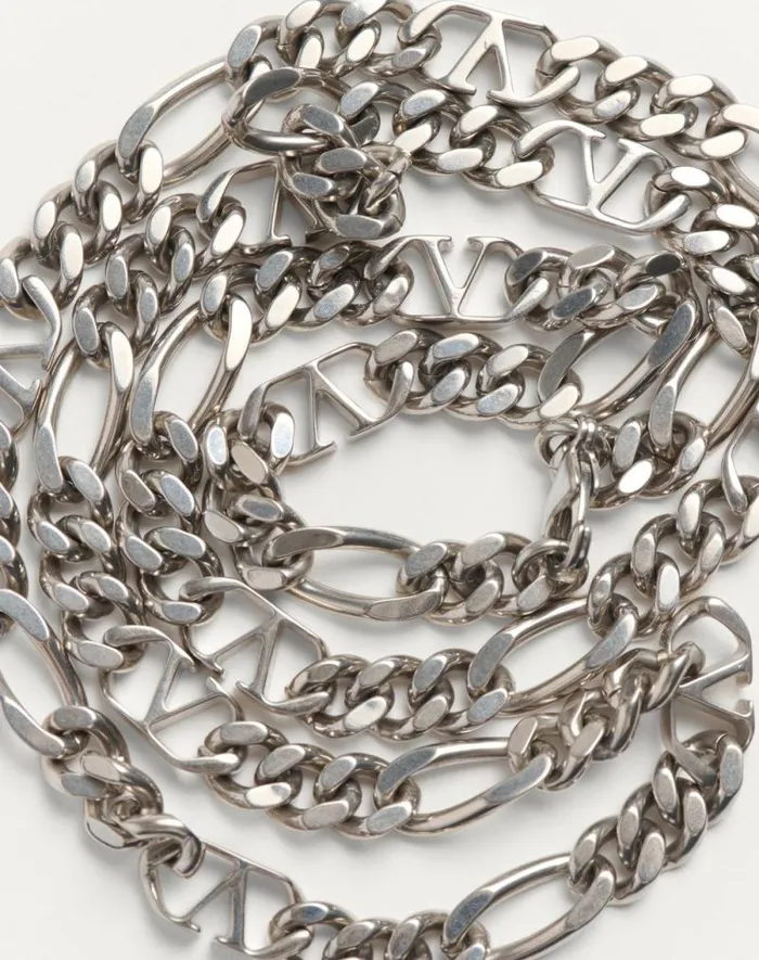 Valentino Jewelry Man Vlogo Signature Metal Necklace For Man In Palladium Palladium