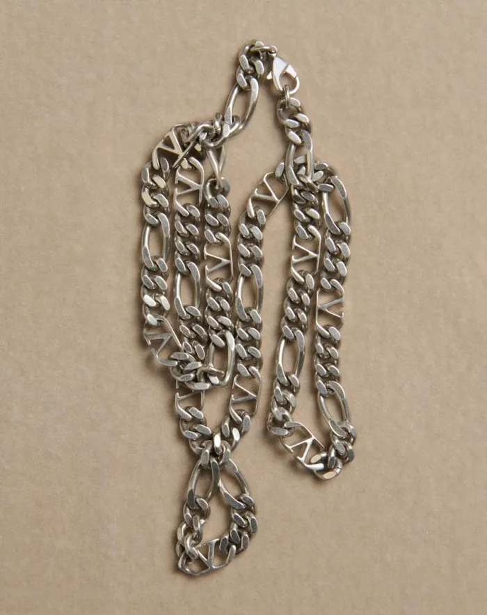 Valentino Jewelry Man Vlogo Signature Metal Necklace For Man In Palladium Palladium