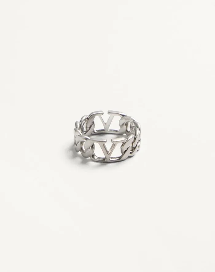 Valentino Jewelry Man Vlogo Signature Metal Ring For Man In Palladium Palladium Valentino Jewelry Man Vlogo Signature Metal Ring For Man In Palladium Palladium