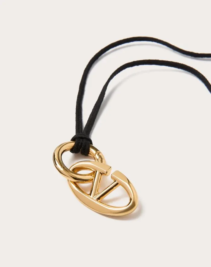 Valentino Jewelry Man Vlogo The Bold Edition Rope And Metal Necklace For Man In Black Black
