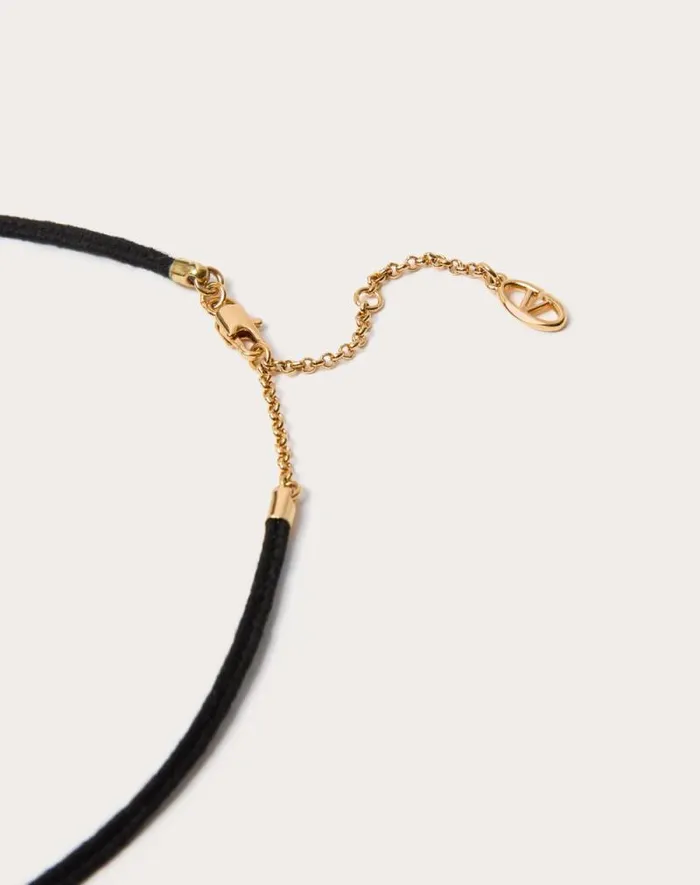 Valentino Jewelry Man Vlogo The Bold Edition Rope And Metal Necklace For Man In Black Black