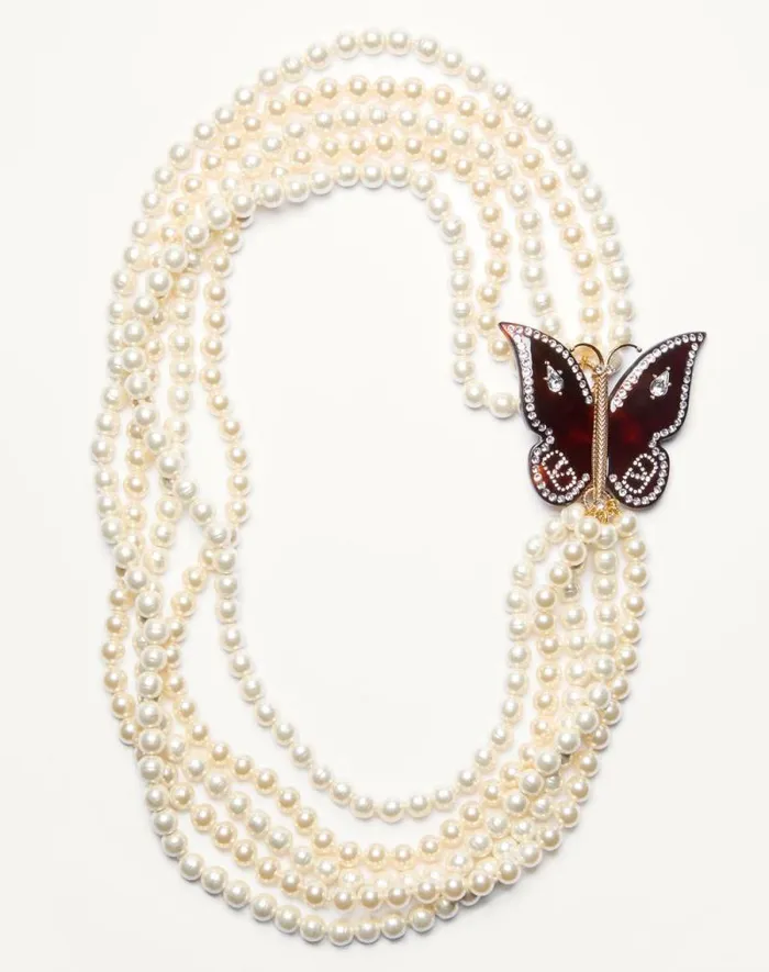 Valentino Jewelry Woman Bellailes Necklace In Metal Resin Pearls And Crystals For Woman In Goldtartarugacreamcrystal Goldtartarugacreamcrystal