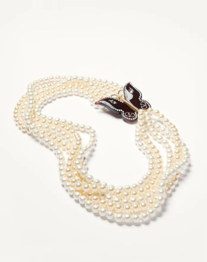 Valentino Jewelry Woman Bellailes Necklace In Metal Resin Pearls And Crystals For Woman In Goldtartarugacreamcrystal Goldtartarugacreamcrystal Valentino Jewelry Woman Bellailes Necklace In Metal Resin Pearls And Crystals For Woman In Goldtartarugacreamcrystal Goldtartarugacreamcrystal