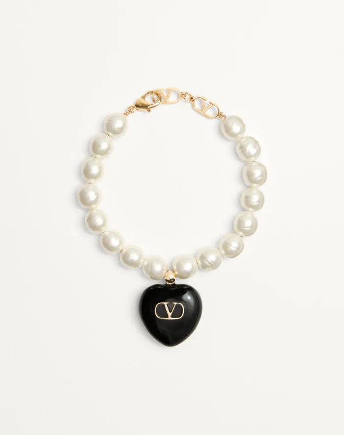 Valentino Jewelry Woman Coeur Royal Bracelet In Metal Enamel And Beads For Woman In Multicolor Multicolor