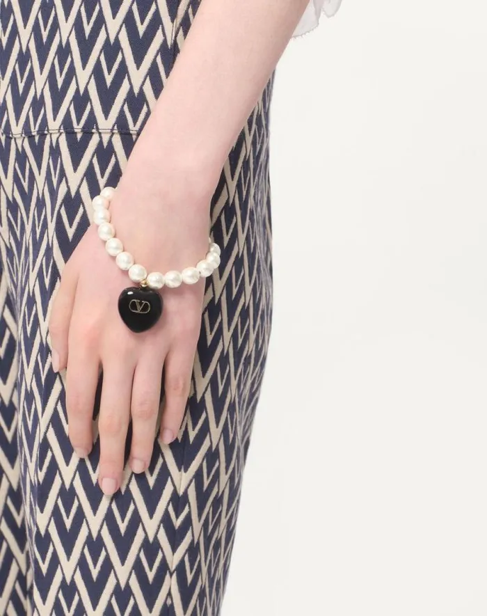 Valentino Jewelry Woman Coeur Royal Bracelet In Metal Enamel And Beads For Woman In Multicolor Multicolor
