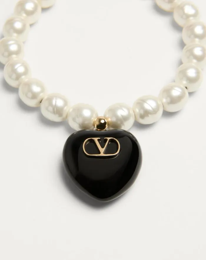 Valentino Jewelry Woman Coeur Royal Bracelet In Metal Enamel And Beads For Woman In Multicolor Multicolor