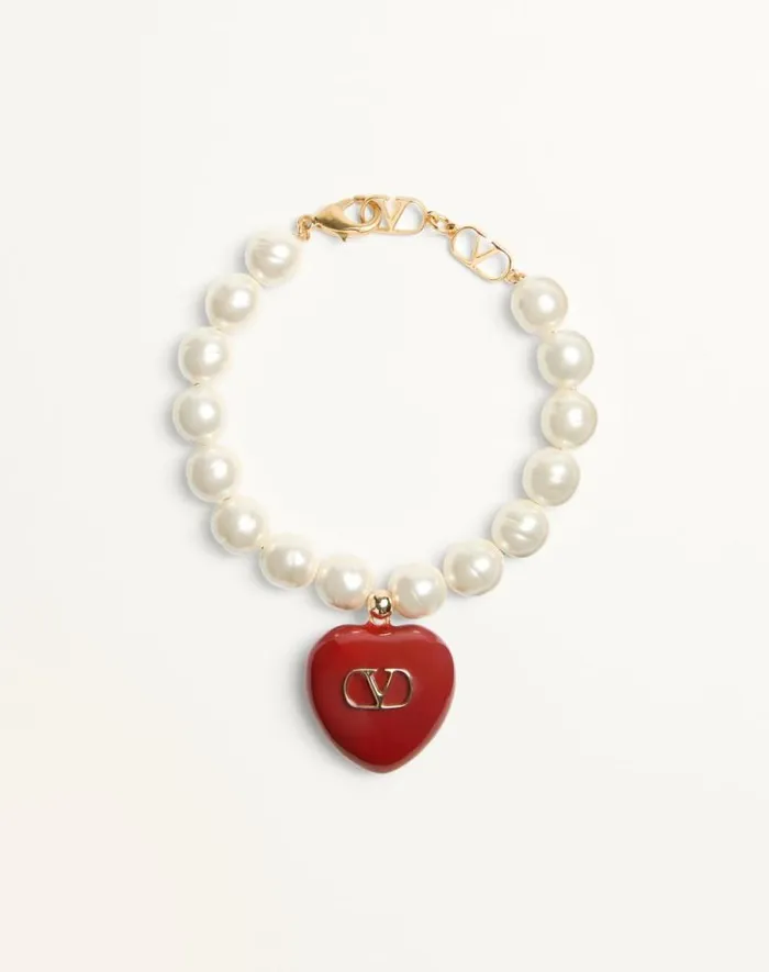 Valentino Jewelry Woman Coeur Royal Bracelet In Metal Enamel And Beads For Woman In Multicolor Multicolor