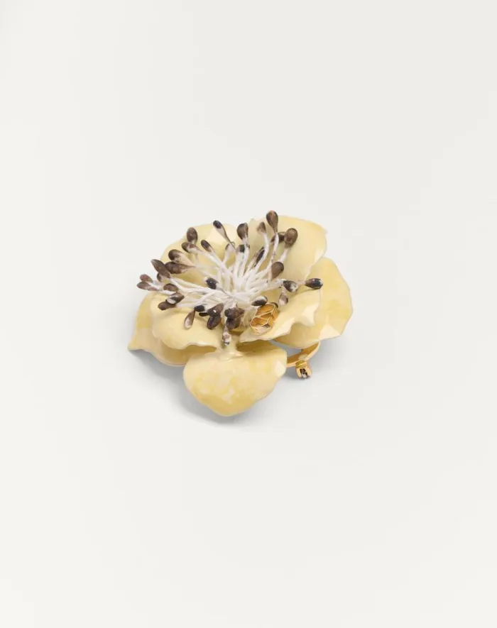 Valentino Jewelry WomanMan Valentino Garavani Fleur Lumineuse Brooch In Metal Enamel And Fabric For Man In Goldivorymulticolor Goldivorymulticolor Valentino Jewelry WomanMan Valentino Garavani Fleur Lumineuse Brooch In Metal Enamel And Fabric For Man In Goldivorymulticolor Goldivorymulticolor