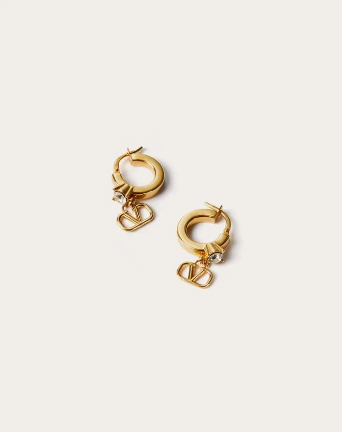Valentino Jewelry Woman Mini Vlogo Signature Metal Earrings With Swarovski Crystals For Woman In Gold Gold Valentino Jewelry Woman Mini Vlogo Signature Metal Earrings With Swarovski Crystals For Woman In Gold Gold