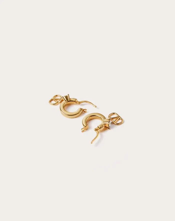Valentino Jewelry Woman Mini Vlogo Signature Metal Earrings With Swarovski Crystals For Woman In Gold Gold Valentino Jewelry Woman Mini Vlogo Signature Metal Earrings With Swarovski Crystals For Woman In Gold Gold