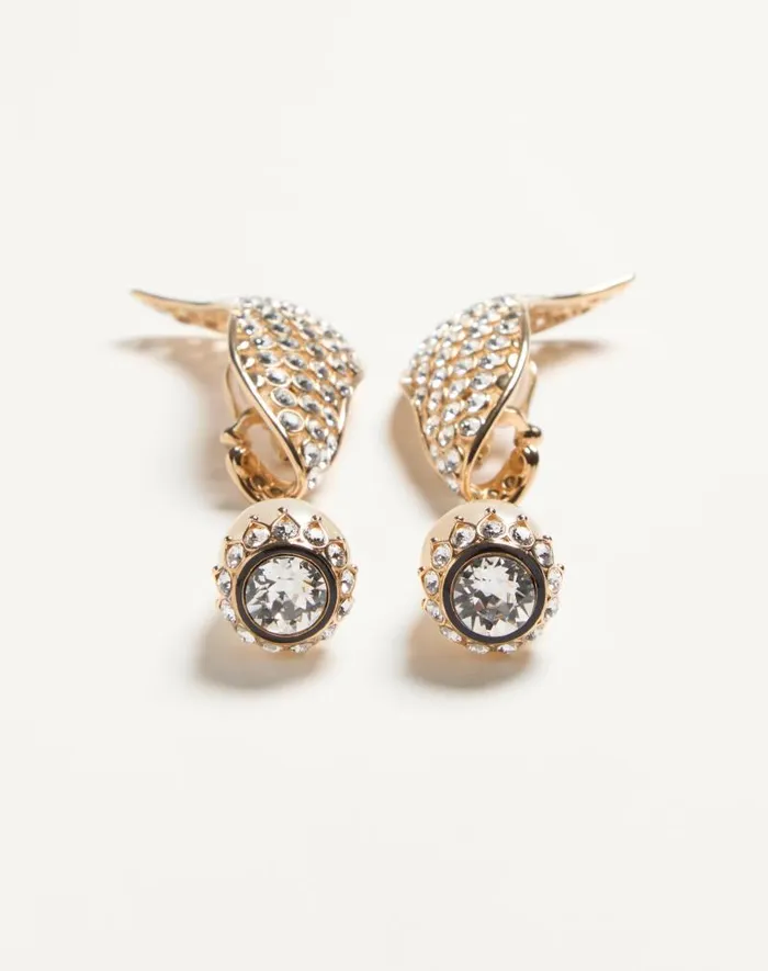 Valentino Jewelry Woman Poetiques Des Gouttes Earrings In Metal Pearl And Swarovski Crystals For Woman In Goldblackcrystalcream Goldblackcrystalcream Valentino Jewelry Woman Poetiques Des Gouttes Earrings In Metal Pearl And Swarovski Crystals For Woman In Goldblackcrystalcream Goldblackcrystalcream