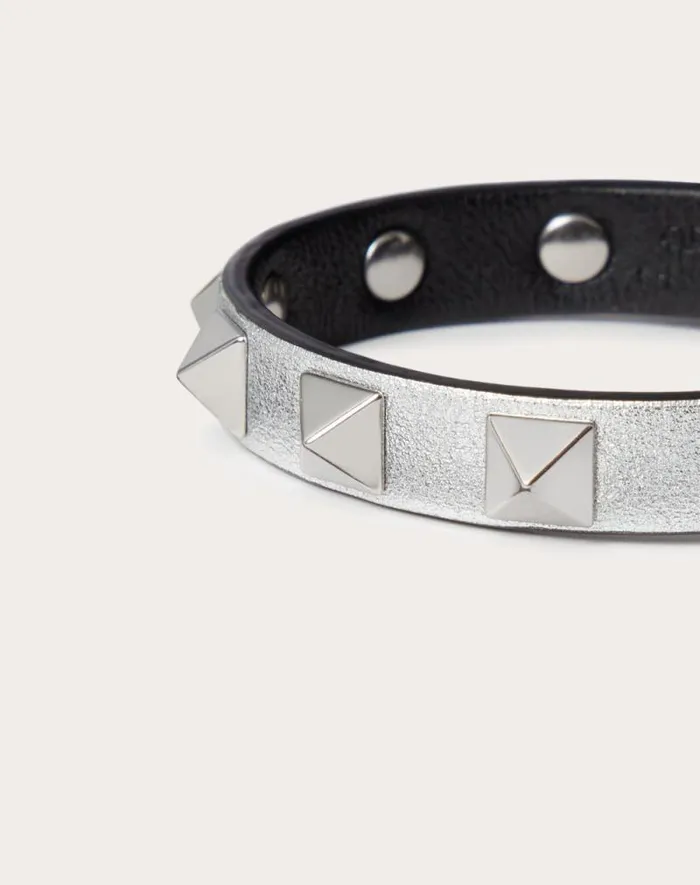 Valentino Jewelry Woman Rockstud Bracelet For Woman In Silverblack Silverblack Valentino Jewelry Woman Rockstud Bracelet For Woman In Silverblack Silverblack
