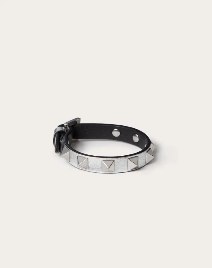 Valentino Jewelry Woman Rockstud Bracelet For Woman In Silverblack Silverblack Valentino Jewelry Woman Rockstud Bracelet For Woman In Silverblack Silverblack