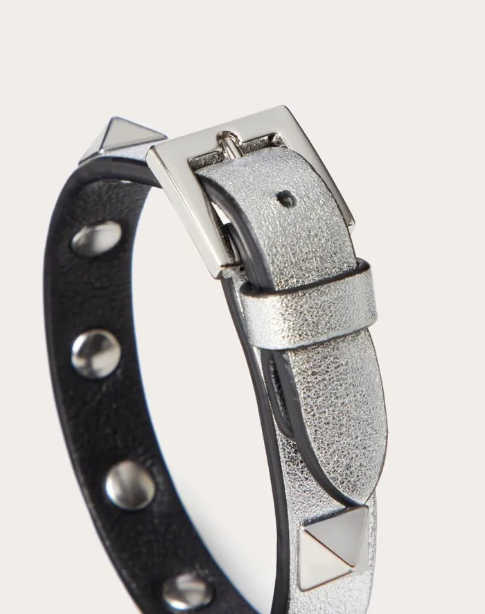 Valentino Jewelry Woman Rockstud Bracelet For Woman In Silverblack Silverblack Valentino Jewelry Woman Rockstud Bracelet For Woman In Silverblack Silverblack