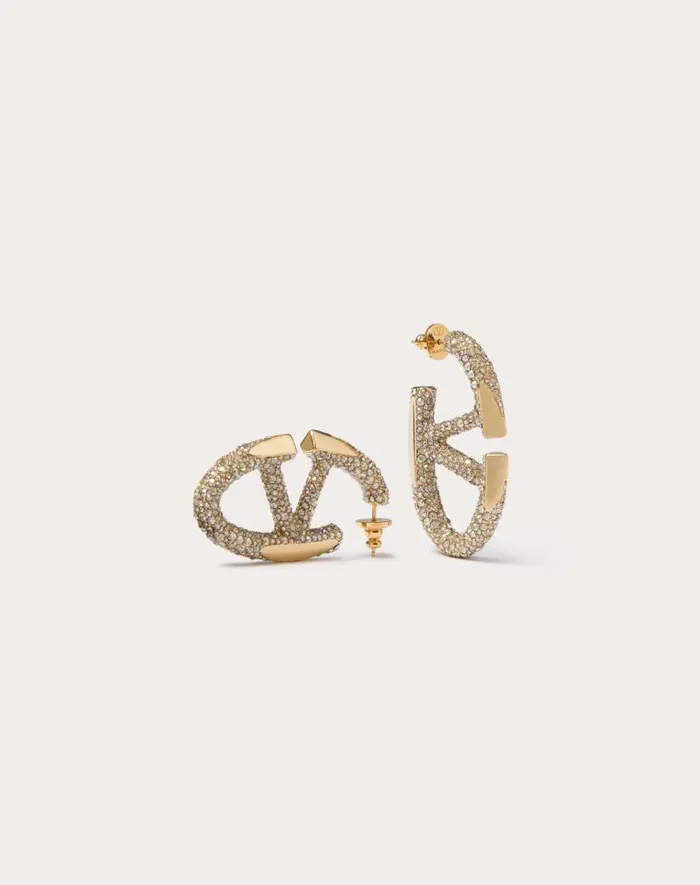 Valentino Jewelry Woman The Bold Edition Vlogo Metal And Swarovski Crystal Earrings For Woman In Gold Gold Valentino Jewelry Woman The Bold Edition Vlogo Metal And Swarovski Crystal Earrings For Woman In Gold Gold
