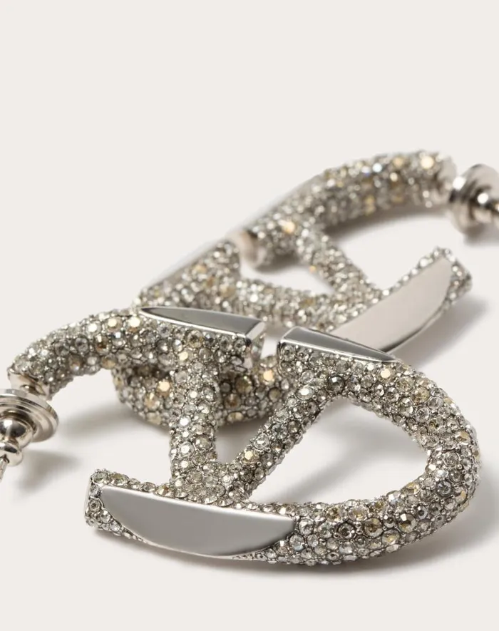 Valentino Jewelry Woman The Bold Edition Vlogo Metal And Swarovski Crystal Earrings For Woman In Palladiumcrystal Palladiumcrystal Valentino Jewelry Woman The Bold Edition Vlogo Metal And Swarovski Crystal Earrings For Woman In Palladiumcrystal Palladiumcrystal