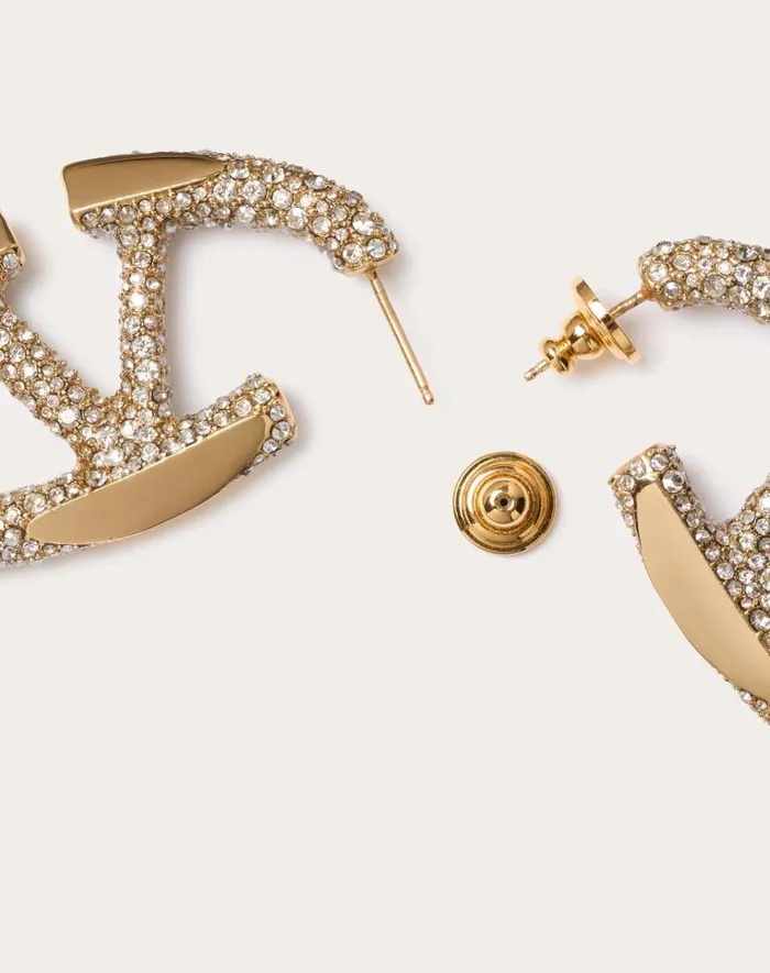 Valentino Jewelry Woman The Bold Edition Vlogo Metal And Swarovski Crystal Earrings For Woman In Palladiumcrystal Palladiumcrystal Valentino Jewelry Woman The Bold Edition Vlogo Metal And Swarovski Crystal Earrings For Woman In Palladiumcrystal Palladiumcrystal