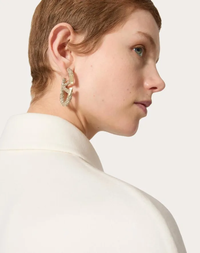 Valentino Jewelry Woman The Bold Edition Vlogo Metal And Swarovski Crystal Earrings For Woman In Palladiumcrystal Palladiumcrystal Valentino Jewelry Woman The Bold Edition Vlogo Metal And Swarovski Crystal Earrings For Woman In Palladiumcrystal Palladiumcrystal