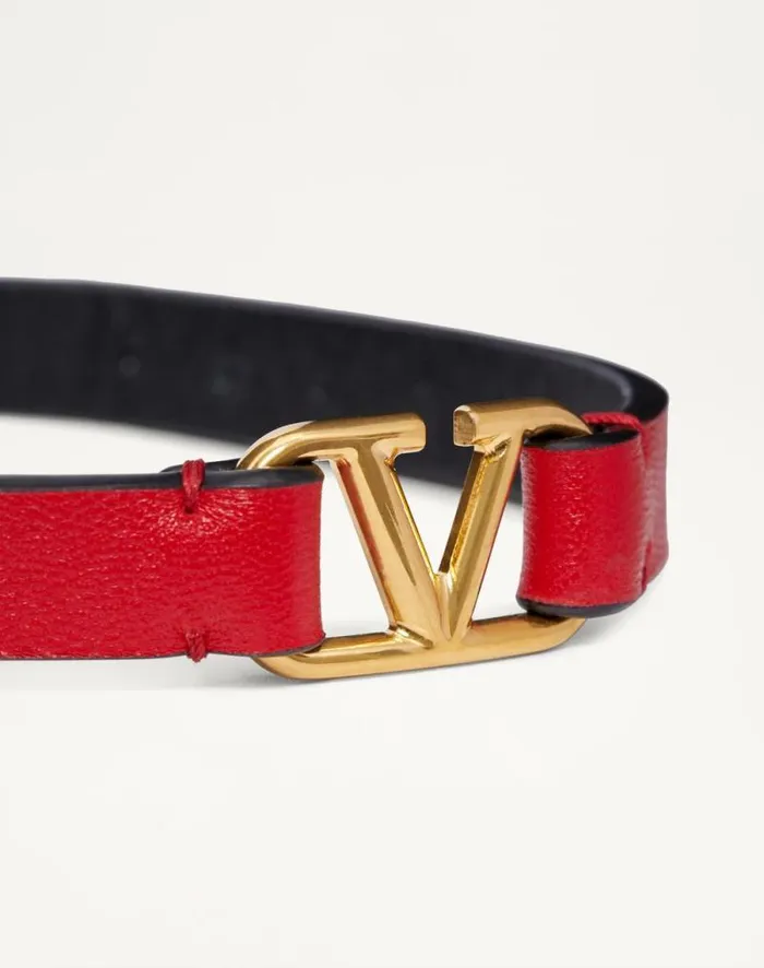 Valentino Jewelry Woman Vlogo Signature Calfskin Bracelet For Woman In Blackpure Red Blackpure Red Valentino Jewelry Woman Vlogo Signature Calfskin Bracelet For Woman In Blackpure Red Blackpure Red