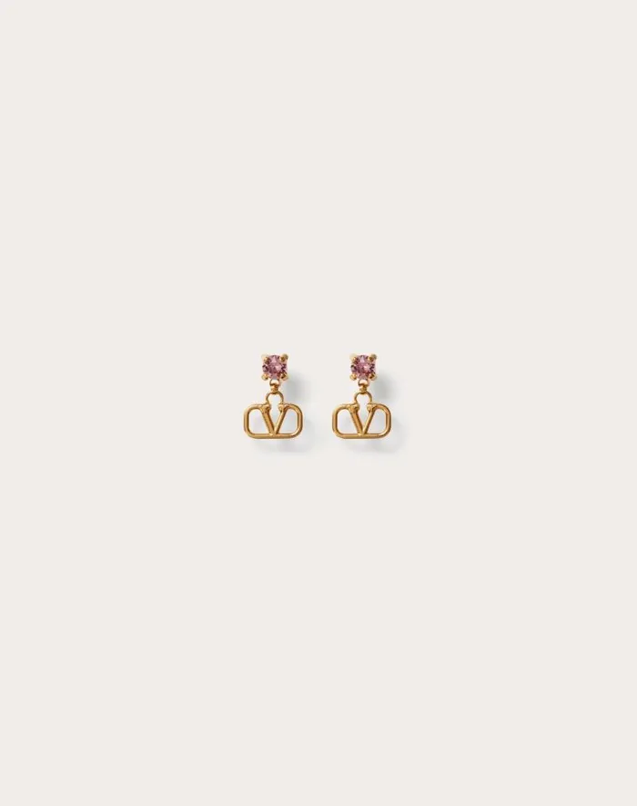 Valentino Jewelry Woman Vlogo Signature Earrings In Metal And Swarovski Crystals For Woman In Gold Gold Valentino Jewelry Woman Vlogo Signature Earrings In Metal And Swarovski Crystals For Woman In Gold Gold