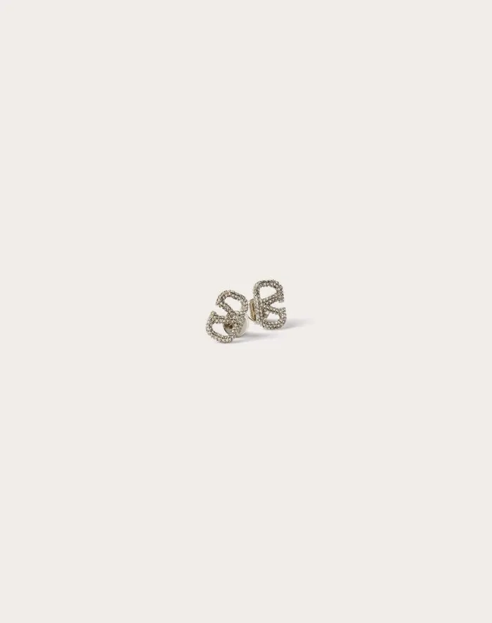 Valentino Jewelry Woman Vlogo Signature Earrings In Metal And Swarovski Crystals For Woman In Palladium Palladium Valentino Jewelry Woman Vlogo Signature Earrings In Metal And Swarovski Crystals For Woman In Palladium Palladium