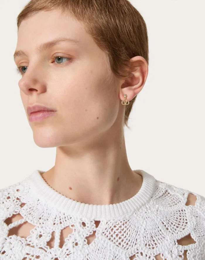 Valentino Jewelry Woman Vlogo Signature Earrings In Metal And Swarovski Crystals For Woman In Palladium Palladium Valentino Jewelry Woman Vlogo Signature Earrings In Metal And Swarovski Crystals For Woman In Palladium Palladium