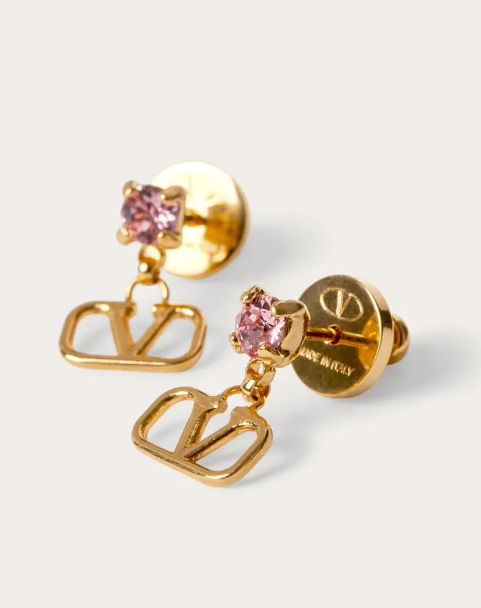 Valentino Jewelry Woman Vlogo Signature Earrings In Metal And Swarovski Crystals For Woman In Palladium Palladium Valentino Jewelry Woman Vlogo Signature Earrings In Metal And Swarovski Crystals For Woman In Palladium Palladium