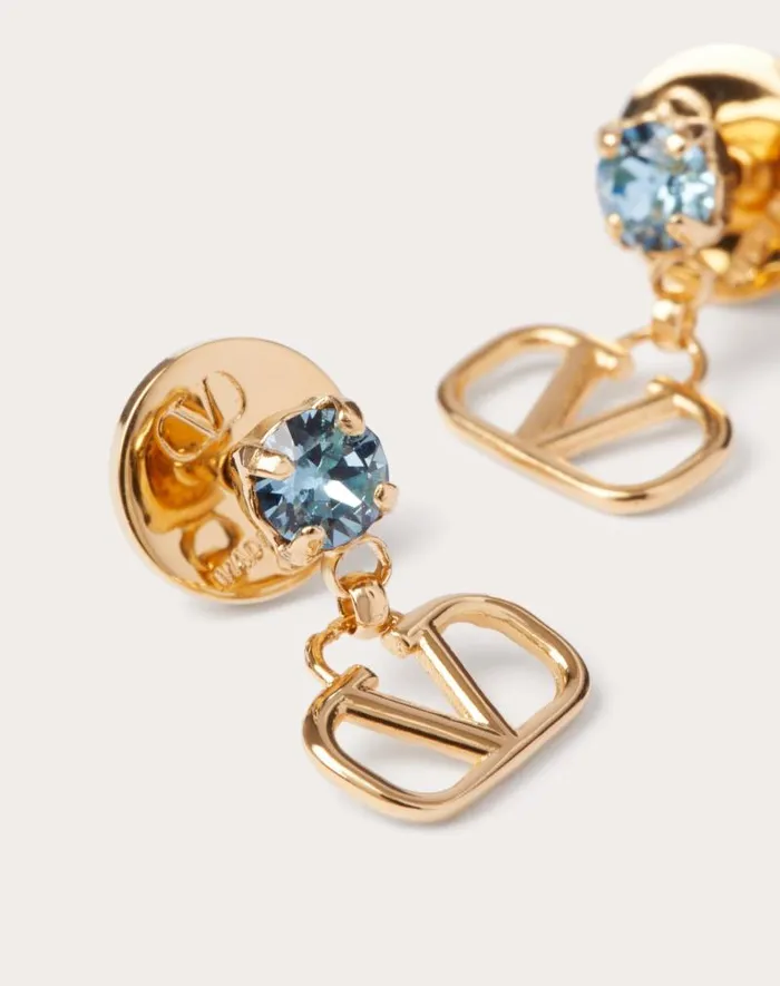 Valentino Jewelry Woman Vlogo Signature Earrings In Metal And Swarovski Crystals For Woman In Palladium Palladium Valentino Jewelry Woman Vlogo Signature Earrings In Metal And Swarovski Crystals For Woman In Palladium Palladium