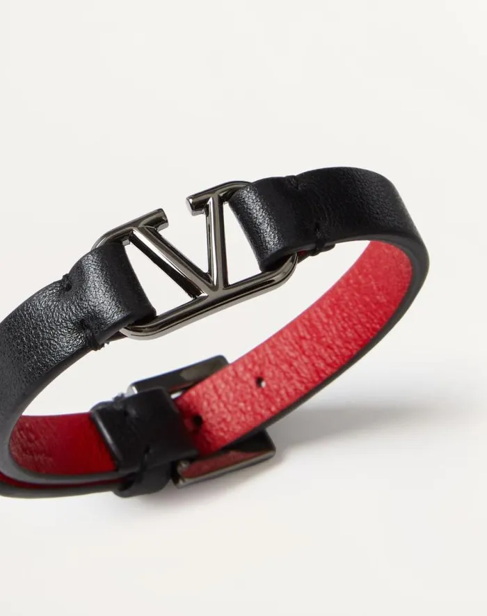 Valentino Jewelry Woman Vlogo Signature Leather Bracelet For Man In Blackpure Red Blackpure Red Valentino Jewelry Woman Vlogo Signature Leather Bracelet For Man In Blackpure Red Blackpure Red