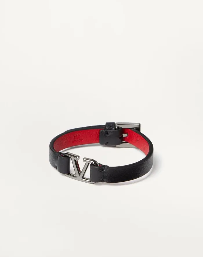 Valentino Jewelry Woman Vlogo Signature Leather Bracelet For Man In Blackpure Red Blackpure Red Valentino Jewelry Woman Vlogo Signature Leather Bracelet For Man In Blackpure Red Blackpure Red