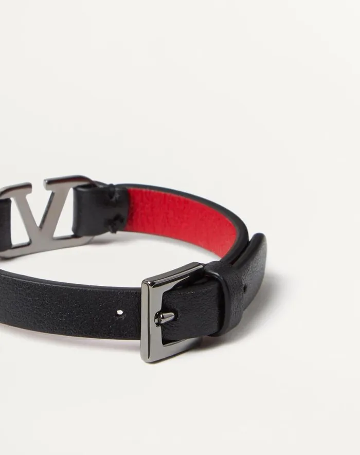 Valentino Jewelry Woman Vlogo Signature Leather Bracelet For Man In Blackpure Red Blackpure Red Valentino Jewelry Woman Vlogo Signature Leather Bracelet For Man In Blackpure Red Blackpure Red