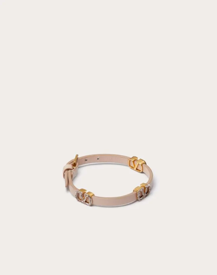 Valentino Jewelry Woman Vlogo Signature Leather Bracelet For Woman In Powder Rose Powder Rose Valentino Jewelry Woman Vlogo Signature Leather Bracelet For Woman In Powder Rose Powder Rose
