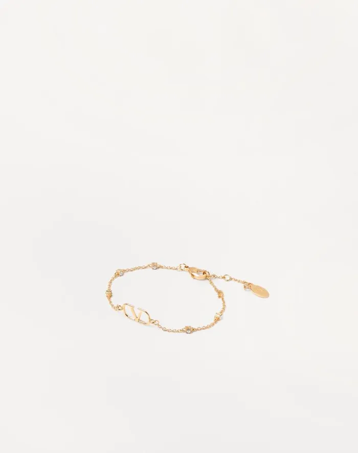 Valentino Jewelry Woman Vlogo Signature Metal And Swarovski Crystal Bracelet For Woman In Goldsilver Goldsilver Valentino Jewelry Woman Vlogo Signature Metal And Swarovski Crystal Bracelet For Woman In Goldsilver Goldsilver