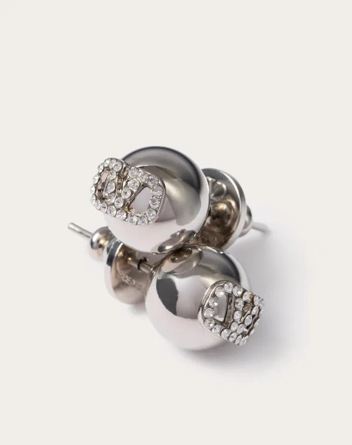 Valentino Jewelry Woman Vlogo Signature Metal And Swarovski Crystal Earrings For Woman In Palladiumcrystal Palladiumcrystal Valentino Jewelry Woman Vlogo Signature Metal And Swarovski Crystal Earrings For Woman In Palladiumcrystal Palladiumcrystal