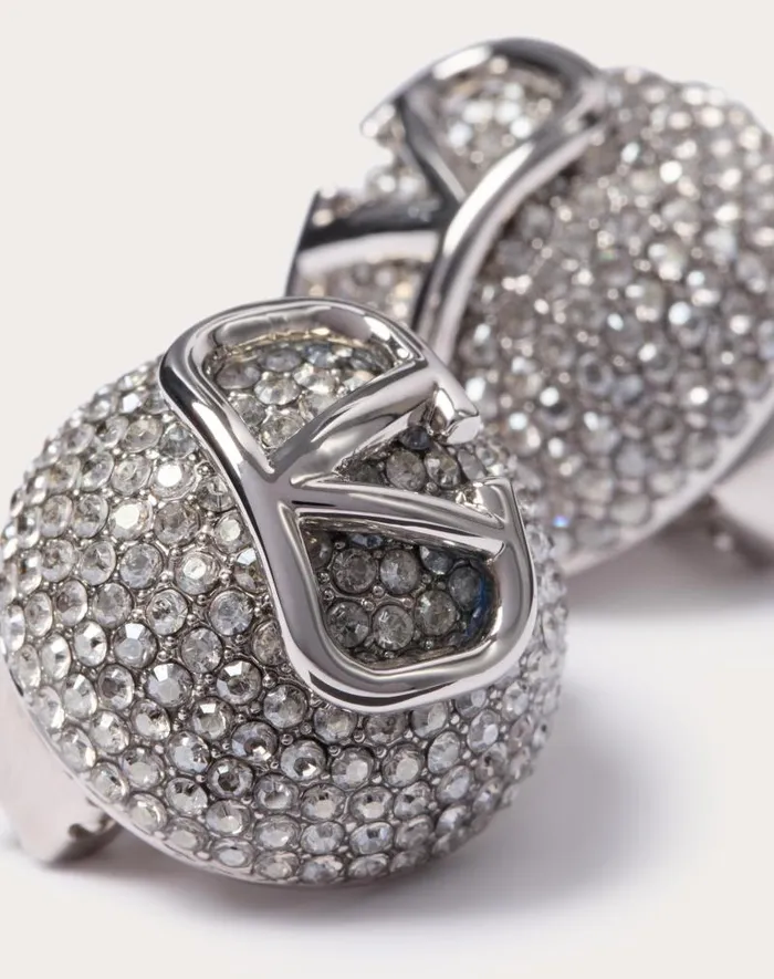 Valentino Jewelry Woman Vlogo Signature Metal And Swarovski Crystal Earrings For Woman In Palladiumcrystal Palladiumcrystal Valentino Jewelry Woman Vlogo Signature Metal And Swarovski Crystal Earrings For Woman In Palladiumcrystal Palladiumcrystal
