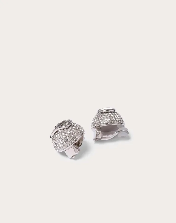 Valentino Jewelry Woman Vlogo Signature Metal And Swarovski Crystal Earrings For Woman In Palladiumcrystal Palladiumcrystal Valentino Jewelry Woman Vlogo Signature Metal And Swarovski Crystal Earrings For Woman In Palladiumcrystal Palladiumcrystal