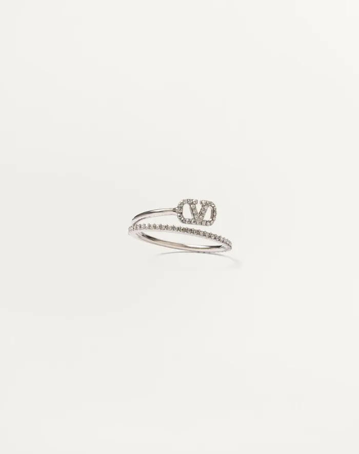 Valentino Jewelry Woman Vlogo Signature Metal And Swarovski Crystal Ring For Woman In Gold Gold Valentino Jewelry Woman Vlogo Signature Metal And Swarovski Crystal Ring For Woman In Gold Gold
