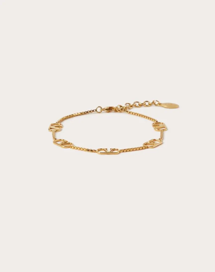 Valentino Jewelry Woman Vlogo Signature Metal Anklet For Woman In Gold Gold