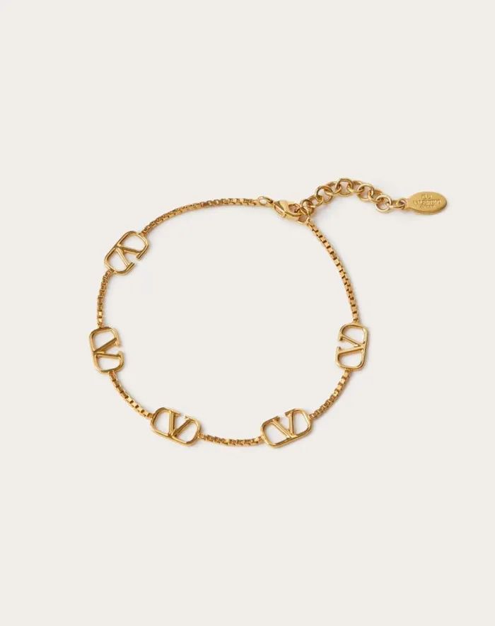 Valentino Jewelry Woman Vlogo Signature Metal Anklet For Woman In Gold Gold Valentino Jewelry Woman Vlogo Signature Metal Anklet For Woman In Gold Gold