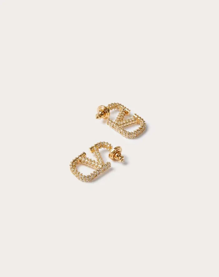 Valentino Jewelry Woman Vlogo Signature Metal Earring For Woman In Gold Gold