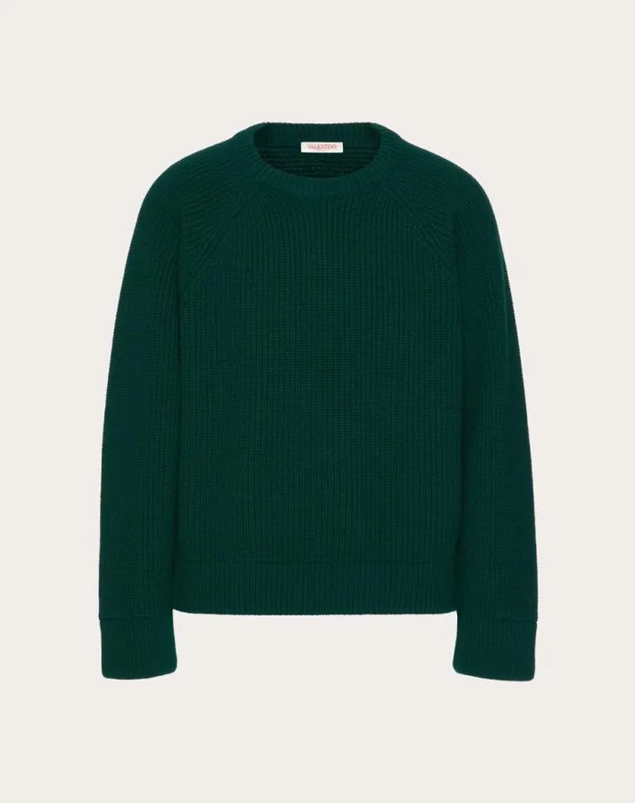Valentino Knitwear Man Wool Crewneck Sweater For Man In Orange Orange Valentino Knitwear Man Wool Crewneck Sweater For Man In Orange Orange