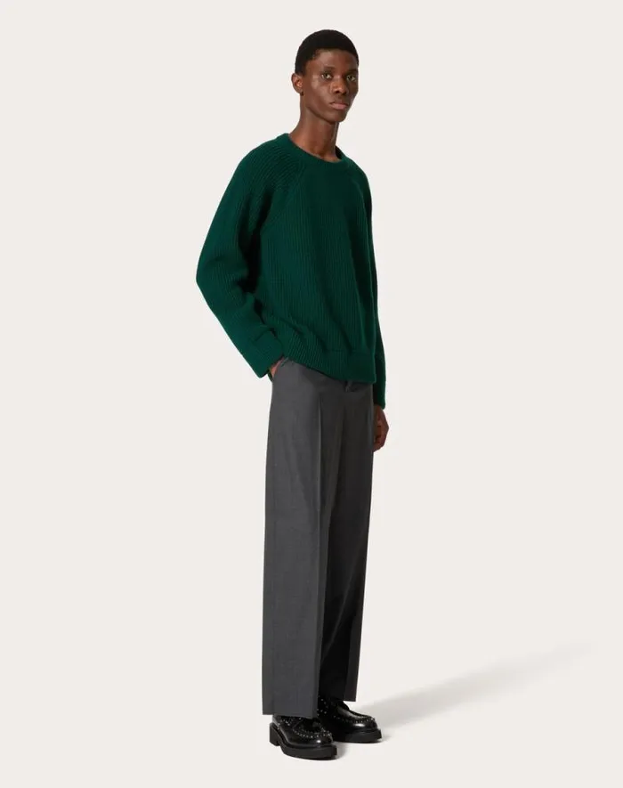 Valentino Knitwear Man Wool Crewneck Sweater For Man In Orange Orange Valentino Knitwear Man Wool Crewneck Sweater For Man In Orange Orange