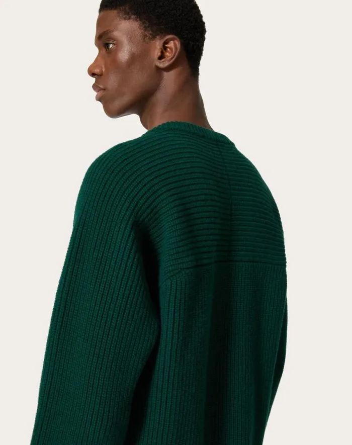 Valentino Knitwear Man Wool Crewneck Sweater For Man In Orange Orange Valentino Knitwear Man Wool Crewneck Sweater For Man In Orange Orange