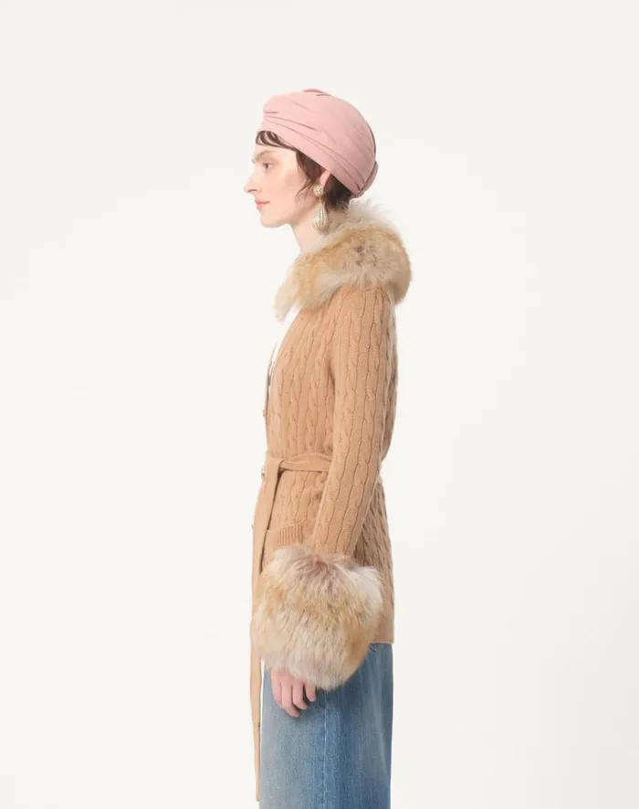 Valentino Knitwear Woman Cashmere Cardigan For Woman In Camel Camel
