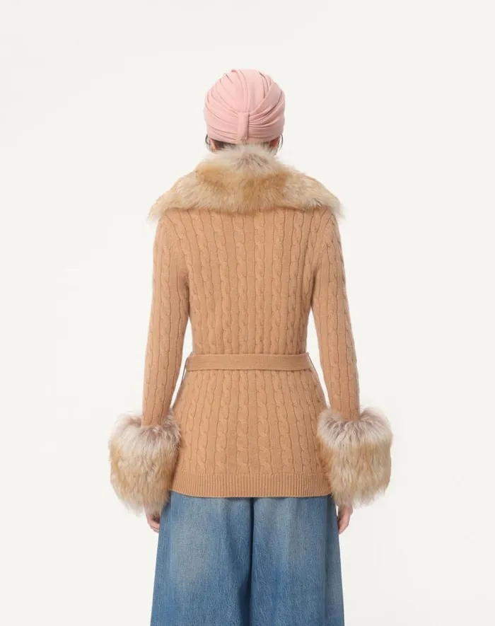 Valentino Knitwear Woman Cashmere Cardigan For Woman In Camel Camel
